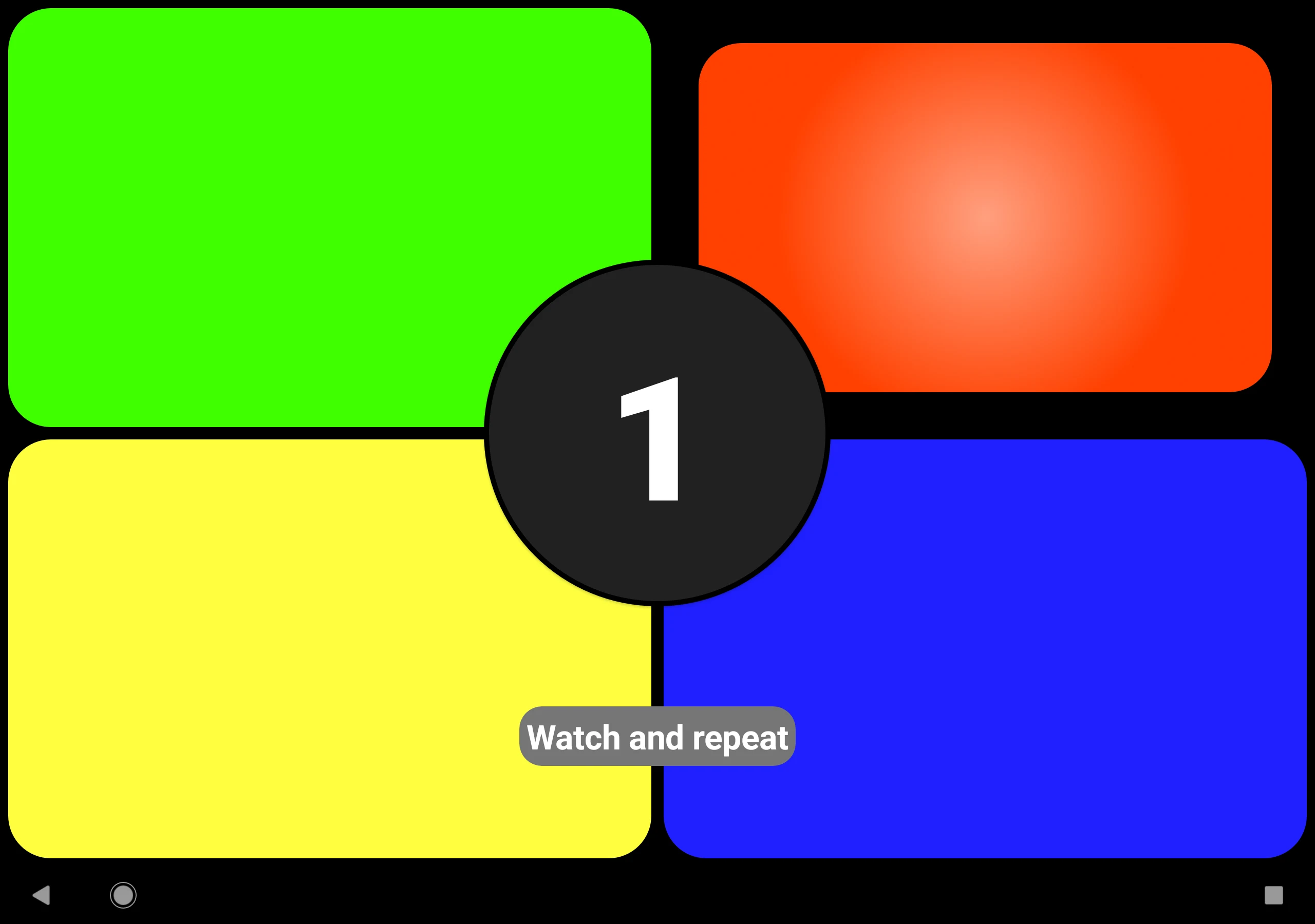 Four Color Memory Game screenshot