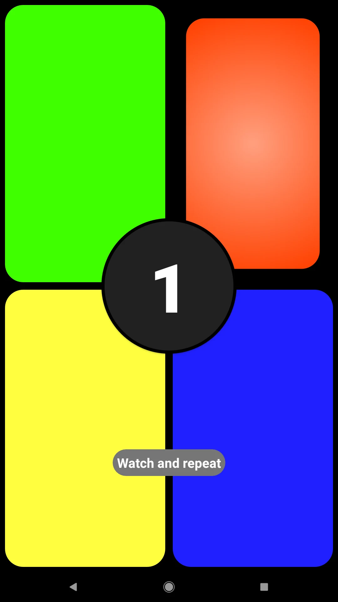 Four Color Memory Game screenshot
